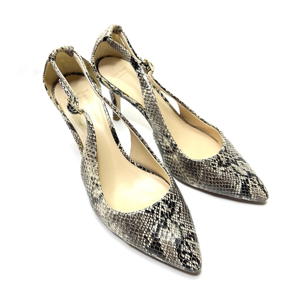 Cole Haan Snakeskin Heels Slingback Pumps Pointed Toe Classic Shoes Size 9